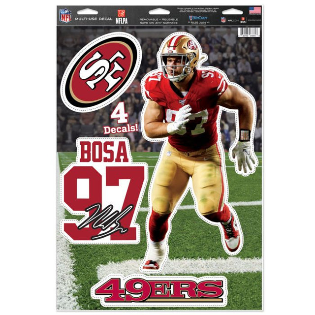 旧金山 49 人队多用途贴花 11 英寸 x 17 英寸 Nick Bosa