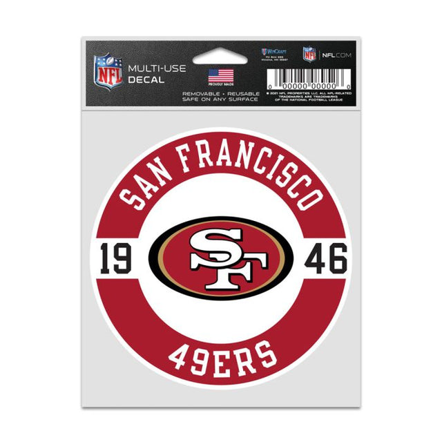 Calcomanías para fanáticos con el parche de los San Francisco 49ers de 3,75" x 5"