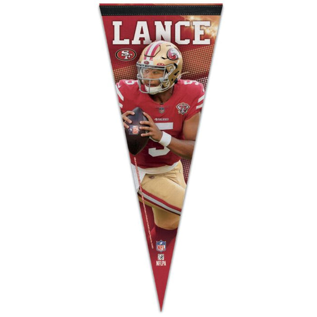 Banderín premium de los San Francisco 49ers de 12" x 30" de Trey Lance