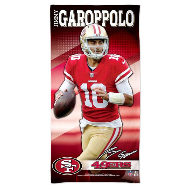 Toalla de playa Spectra de los San Francisco 49ers de 30" x 60" de Jimmy Garoppolo