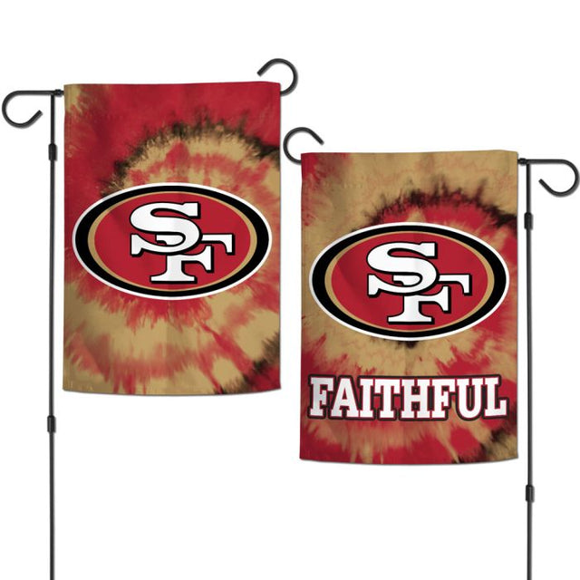 Banderas de jardín teñidas anudadas de los San Francisco 49ers, de 2 lados, 12,5" x 18"