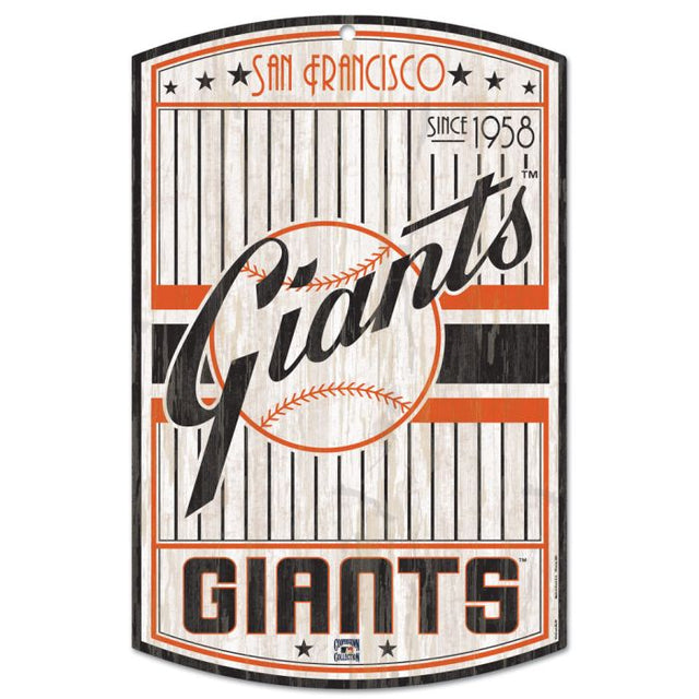 Letrero de madera de Cooperstown de los San Francisco Giants, 11" x 17", 1/4" de grosor