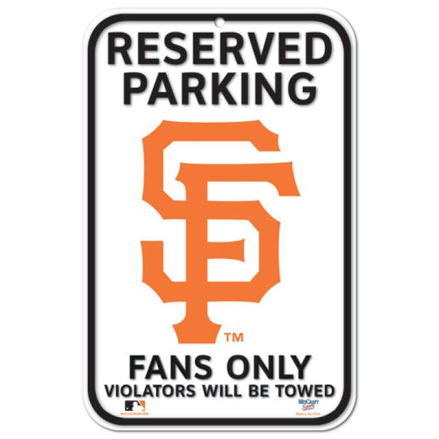 San Francisco Giants Reserved Parking Plastic Sign 11" x 17"