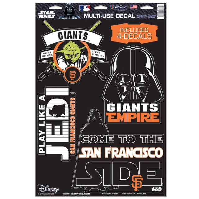 San Francisco Giants / Star Wars DARTH VADER &amp; YODA Multi-Use Decal 11" x 17"