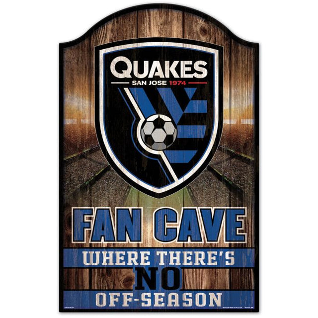 Letrero de madera FAN CAVE de San Jose Earthquakes, 11" x 17", 1/4" de grosor