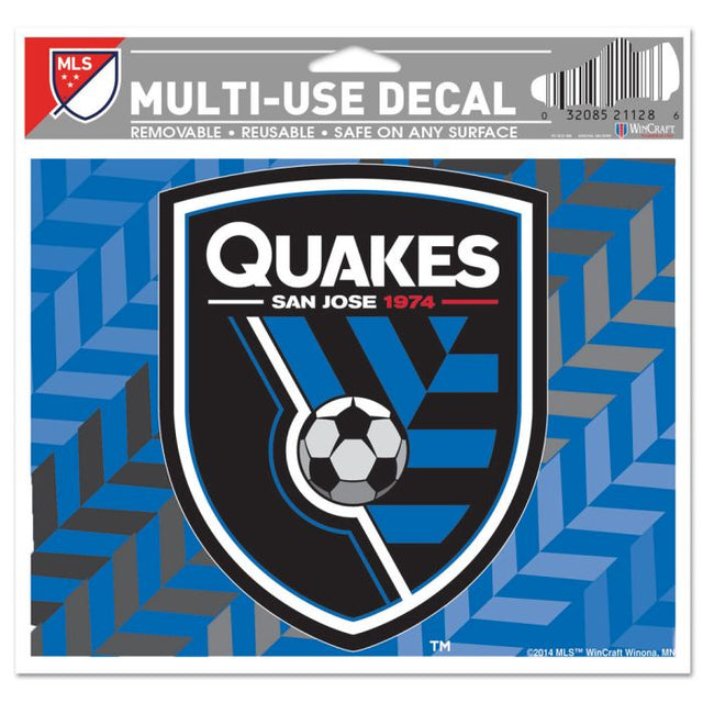 Calcomanía multiusos de San Jose Earthquakes, fondo transparente, 5" x 6"