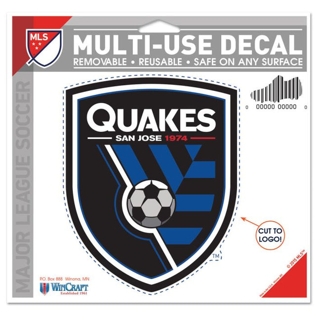 Calcomanía multiusos de San Jose Earthquakes: cortada con el logotipo de 5" x 6"