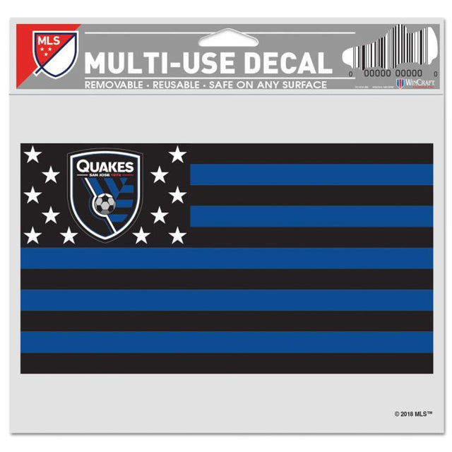 Calcomanía multiusos de San José Earthquakes / Patriotic Americana (fondo transparente), 5" x 6"