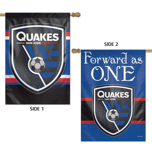 Bandera vertical de los San Jose Earthquakes de 2 lados, 28" x 40"