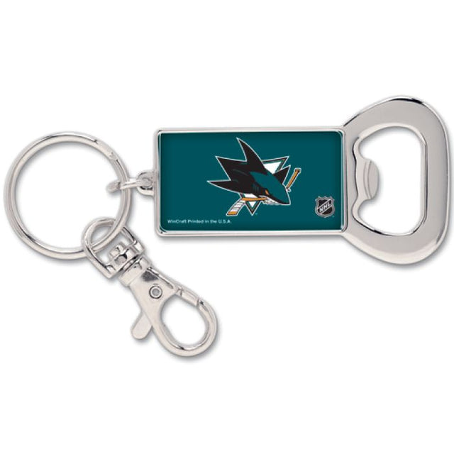 Llavero con abrebotellas rectangular de los San Jose Sharks