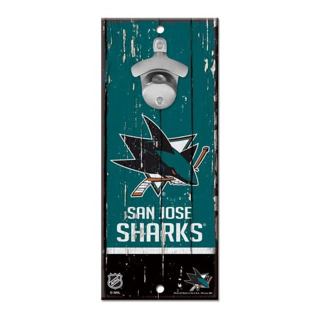 Letrero destapador de botellas de los San Jose Sharks de 5 x 11 pulgadas