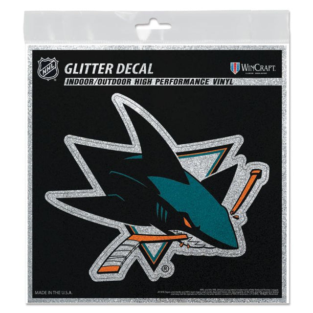 Calcomanía con brillantina de los San Jose Sharks de 6" x 6"