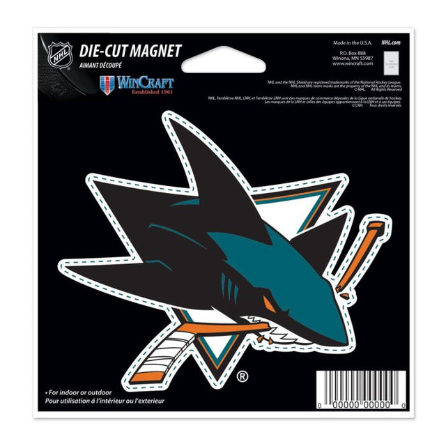 Imán troquelado de los San Jose Sharks de 4,5" x 6"