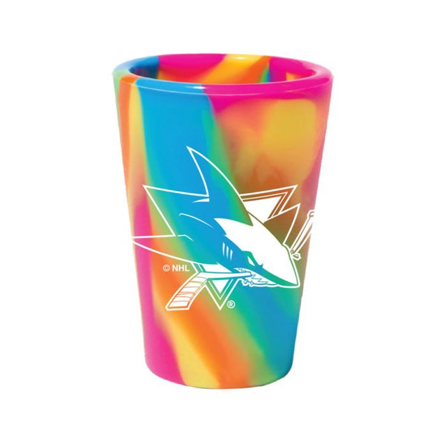 Vaso de chupito de silicona de 1,5 oz con el logo de San Jose Sharks Hippie Hops