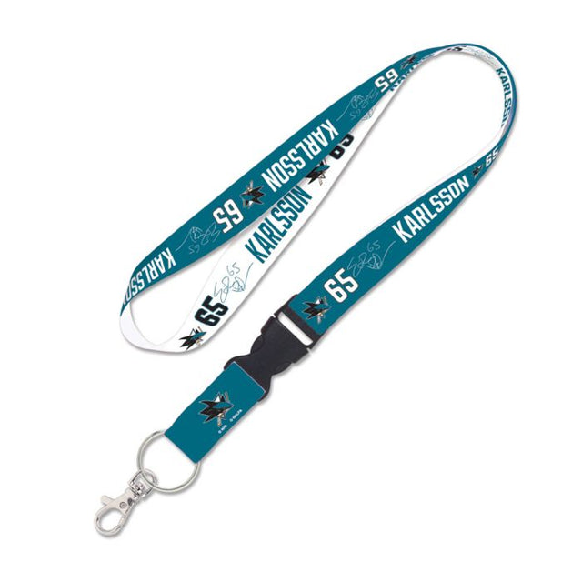 San Jose Sharks Lanyard w/detachable buckle 1" Erik Karlsson