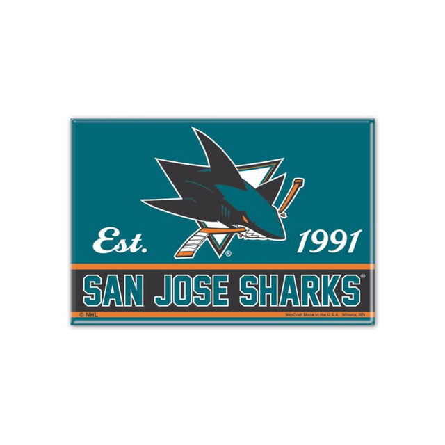 Imán de metal de los San José Sharks, 2,5" x 3,5"