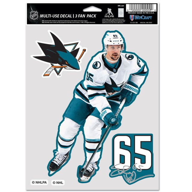 Paquete multiusos para 3 aficionados de los San Jose Sharks de Erik Karlsson