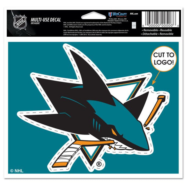 Calcomanía multiusos de San Jose Sharks: logotipo recortado de 5" x 6"