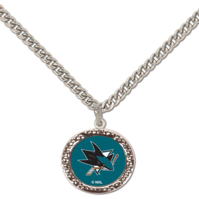 Collar de los San Jose Sharks con tarjeta de joyería con dije