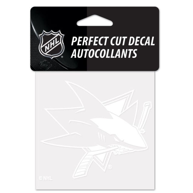 San Jose Sharks Perfect Cut White Decal 4" x 4"