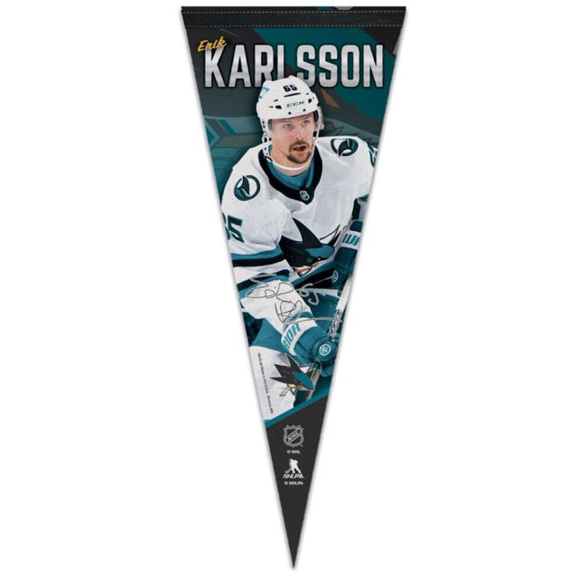 圣何塞鲨鱼队优质三角旗 12 英寸 x 30 英寸 Erik Karlsson