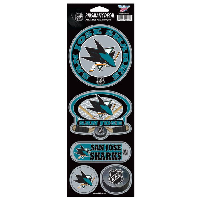 Calcomanía prismática de los San Jose Sharks de 4" x 11"