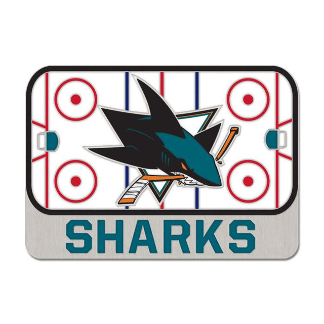 Tarjeta de joyería con pin esmaltado de colección RINK de San Jose Sharks