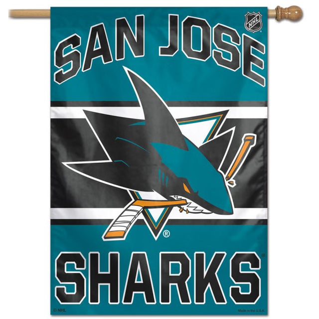 Bandera vertical de los San José Sharks de 28" x 40"