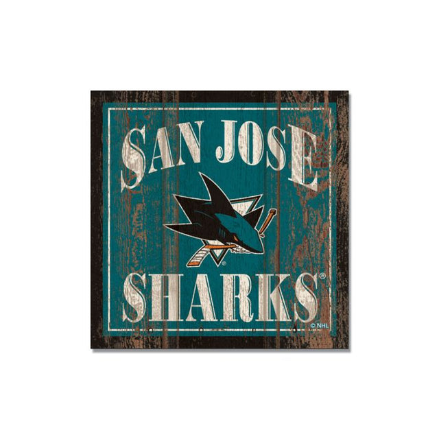 Imán de madera de los San Jose Sharks de 3" x 3"