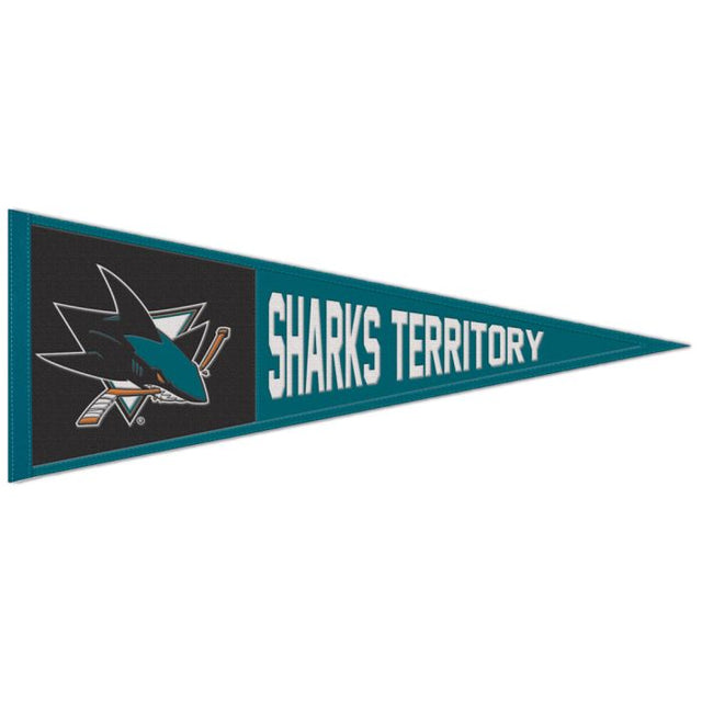 Banderín de lana con el lema de los San Jose Sharks, 13" x 32"