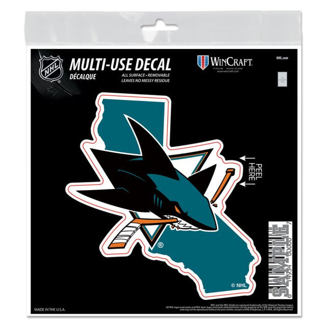 San Jose Sharks state shape All Surface Decal 6" x 6"