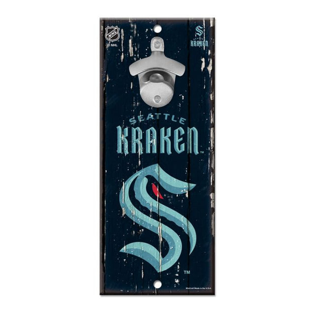 Seattle Kraken Bottle Opener Sign 5x11