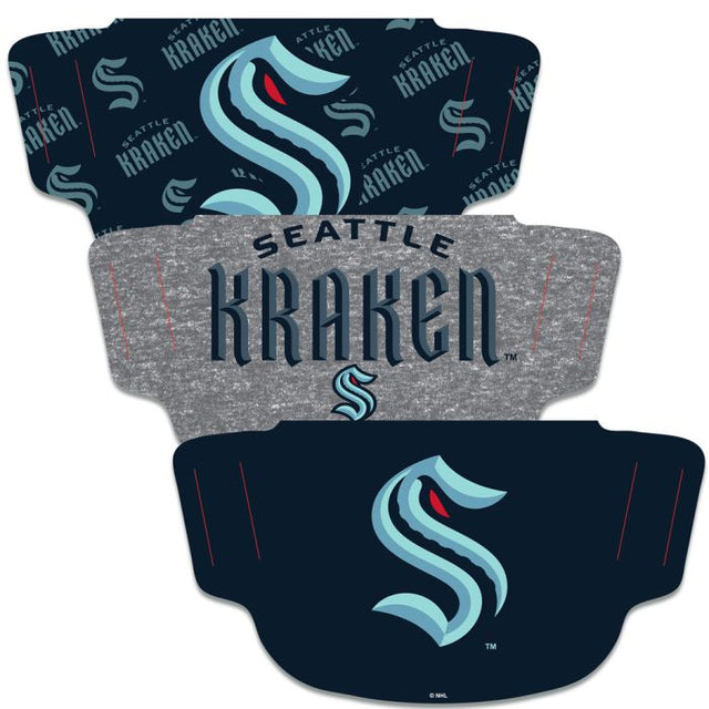 Paquete de 3 mascarillas faciales para fanáticos del Seattle Kraken