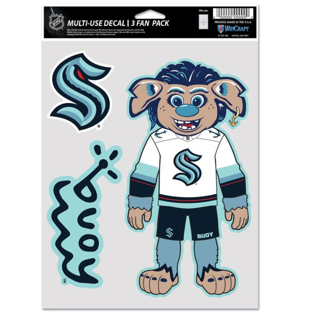 Seattle Kraken Mascot Multi Use 3 fan pack