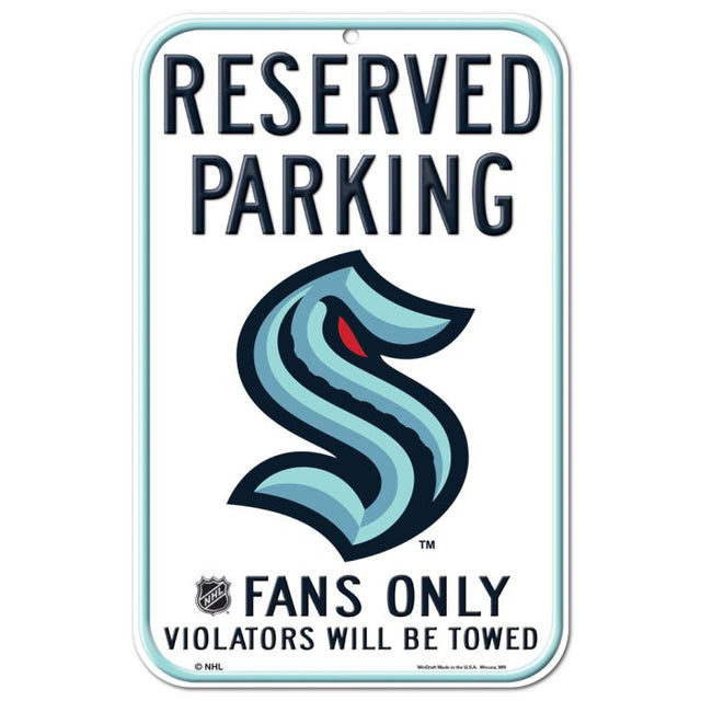 Seattle Kraken Reserved Parking Plastic Sign 11" x 17"