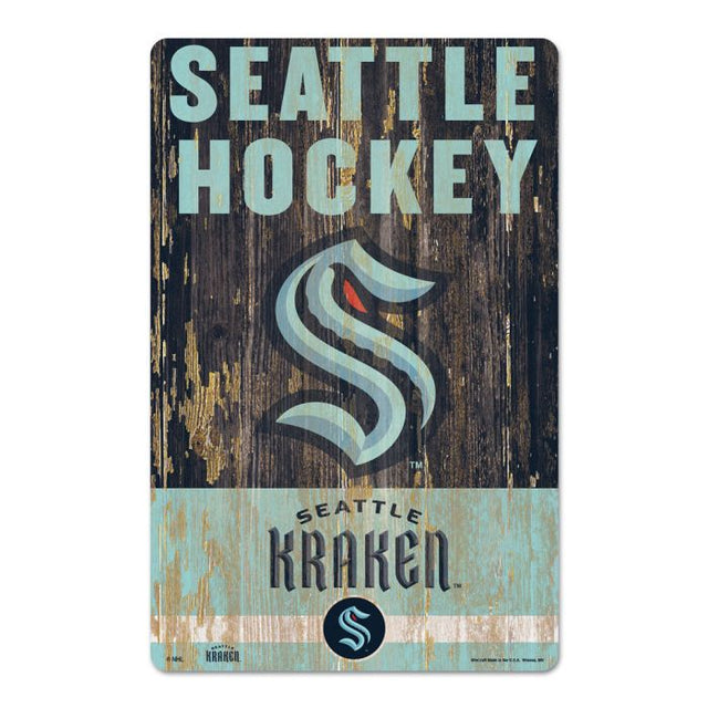 Seattle Kraken SLOGAN Wood Sign 11" x 17" 1/4" thick