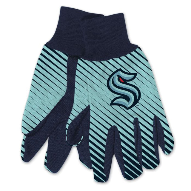 Guantes de dos tonos para adultos con rayas Seattle Kraken