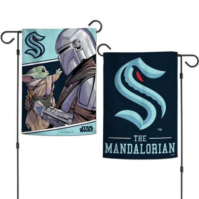 Seattle Kraken / Star Wars Mandalorian Garden Flags 2 sided 12.5" x 18"