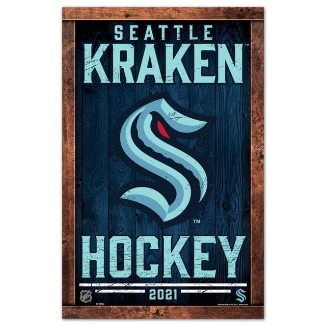 Letrero de madera del Kraken de Seattle, 11" x 17", 1/4" de grosor