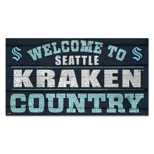 Letrero de madera del Kraken de Seattle, 13" x 24", 1/4" de grosor