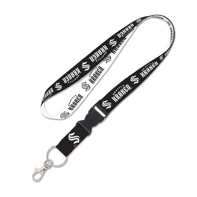 Seattle Kraken black and white Lanyard w/detachable buckle 1"