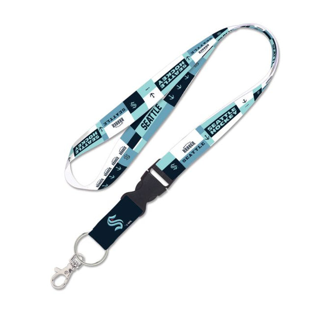 Seattle Kraken color block Lanyard w/detachable buckle 1"