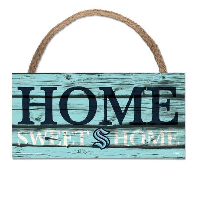 Seattle Kraken home sweet home Wood Sign w/Rope 5" x 10"