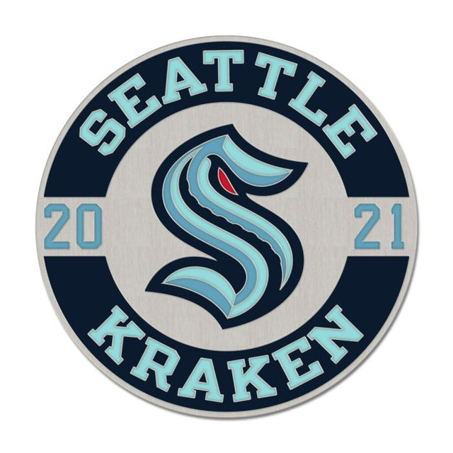 Seattle Kraken round est Collector Enamel Pin Jewelry Card