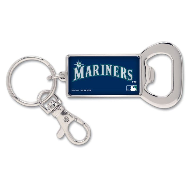 Llavero con abrebotellas rectangular de los Seattle Mariners