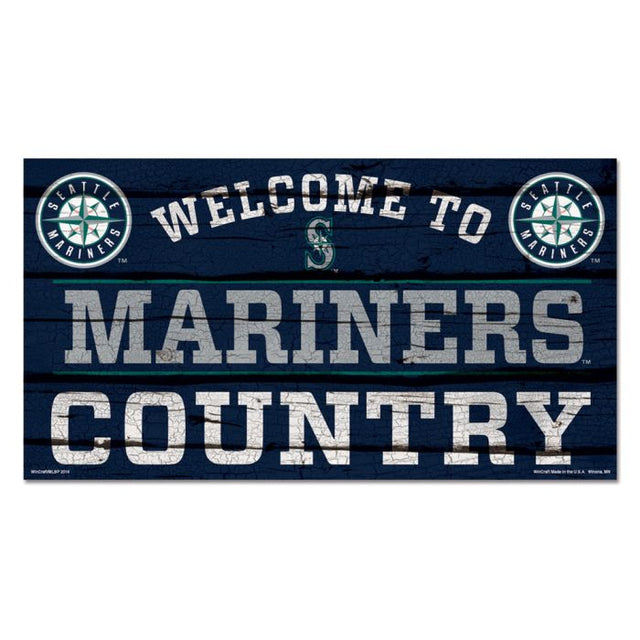 Letrero de madera de los Seattle Mariners COUNTRY de 13" x 24" y 1/4" de grosor