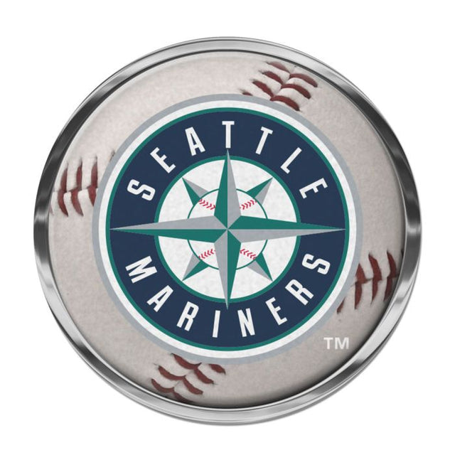 Emblema de metal cromado abovedado de los Seattle Mariners