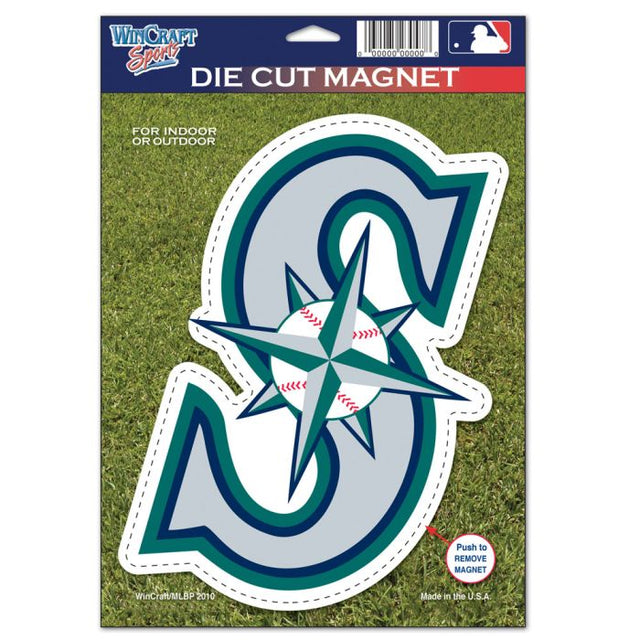 Imán troquelado con el logotipo de los Seattle Mariners, 6,25" x 9"