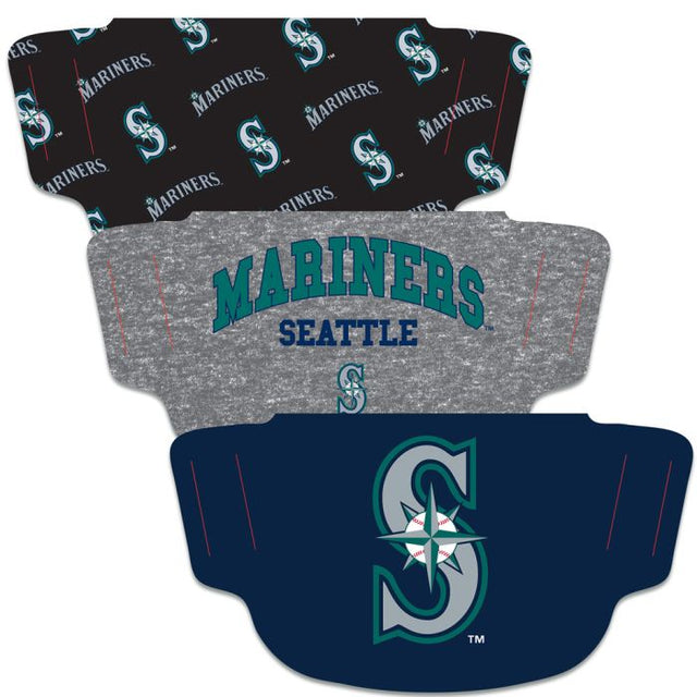 Paquete de 3 mascarillas faciales para fanáticos de los Seattle Mariners