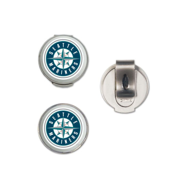 Clip para gorra de los Seattle Mariners con 2 marcadores, con tapa tipo concha